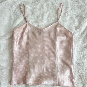 Vintage Pink Polka Dot Satin Cami Tank Top